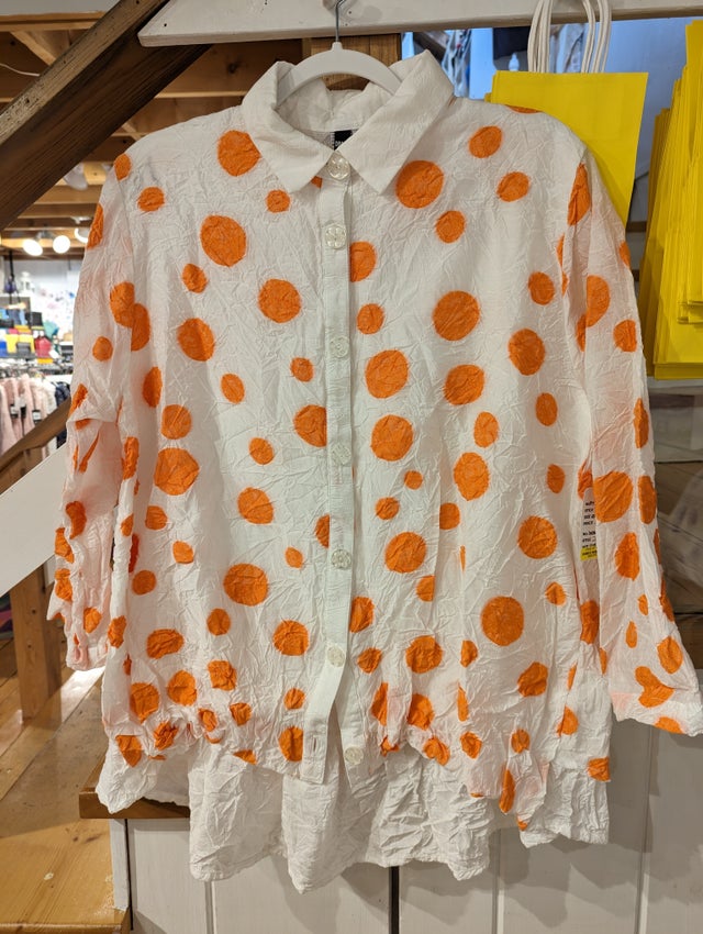 トップス KEINA RITA  Puff Sleeve Scallop Shirt 36 Tops | Kiki's Perkins Cove