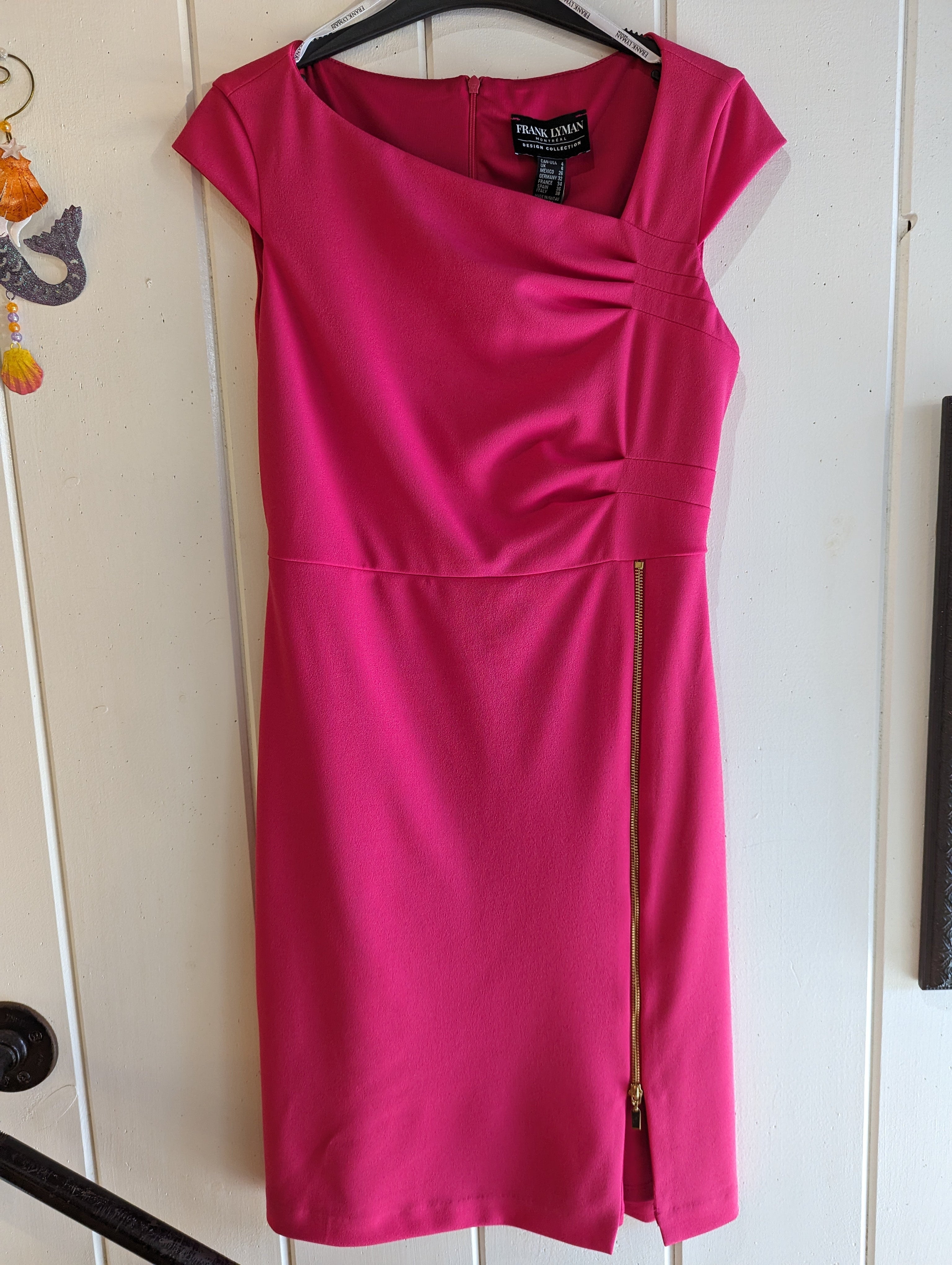 FRANK LYMAN FUCHSIA KNIT ZIPPERED DRESS 241280 | Kiki's Perkins Cove