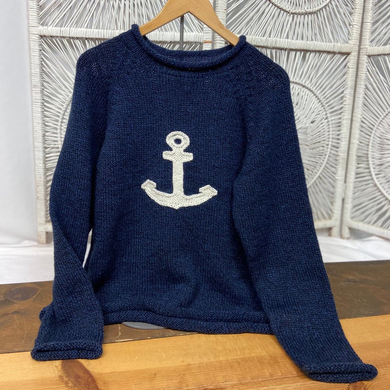 AMERICAN SOUTH SIDE WOMENS NAVY ANCHOR SWEATER | Kiki's Perkins Cove