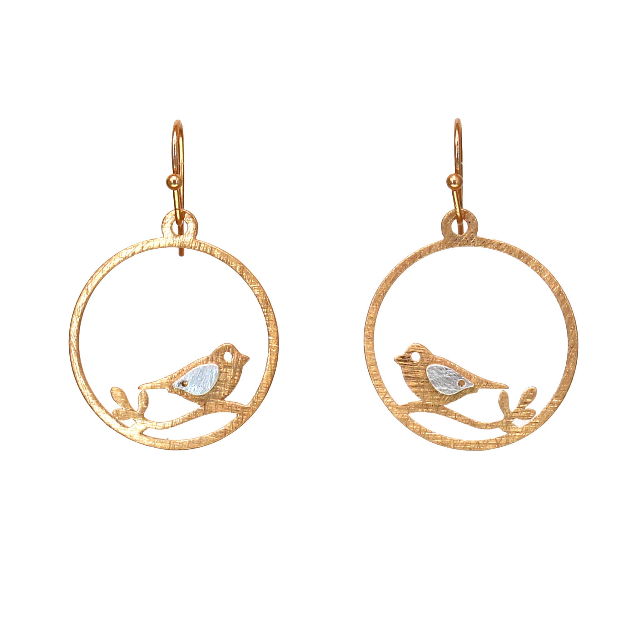 18k Yellow Gold Bird Earrings with Diamond Drops by Lord Jewelry